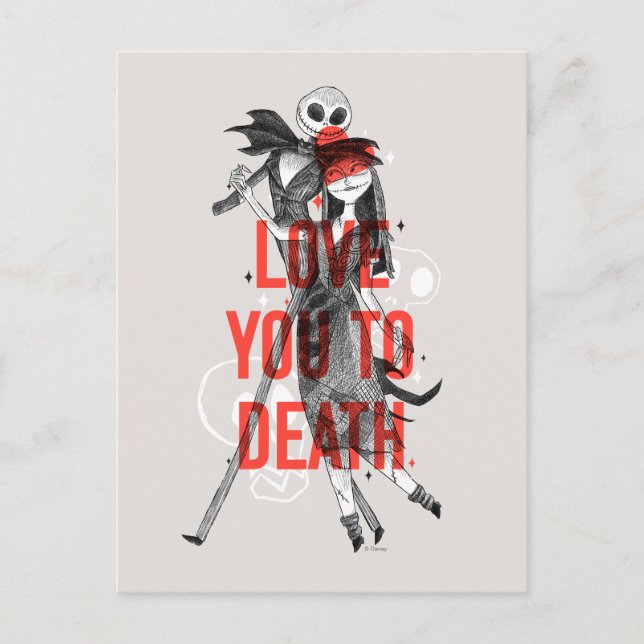 Jack & Sally - Love You To Death Typography Postcard (Front)