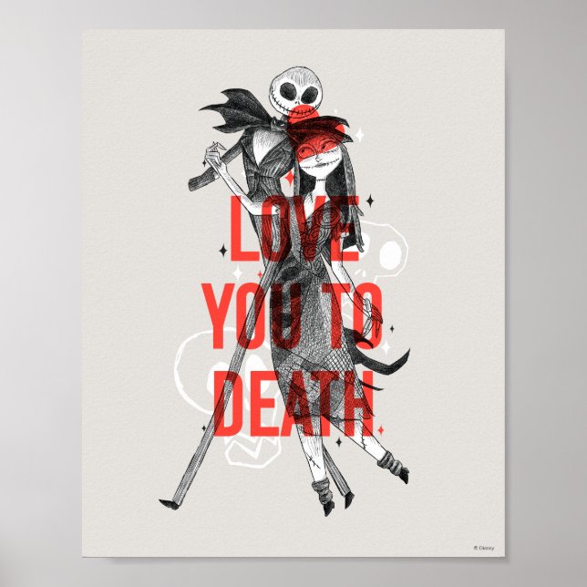 Jack & Sally - Love You To Death Typography Poster (Front)