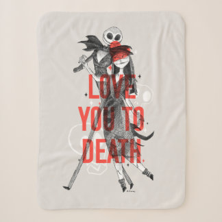 Jack & Sally - Love You To Death Typography Sherpa Blanket