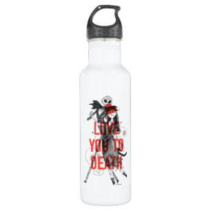 Jack & Sally - Love You To Death Typography Stainless Steel Water Bottle