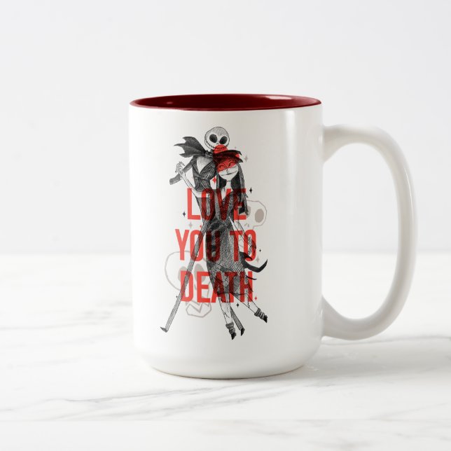 Jack & Sally - Love You To Death Typography Two-Tone Coffee Mug (Right)