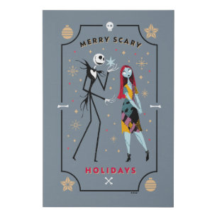 Jack & Sally   Merry Scary Holidays Faux Canvas Print