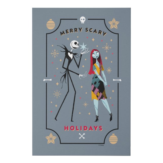 Jack & Sally | Merry Scary Holidays Faux Canvas Print (Front)