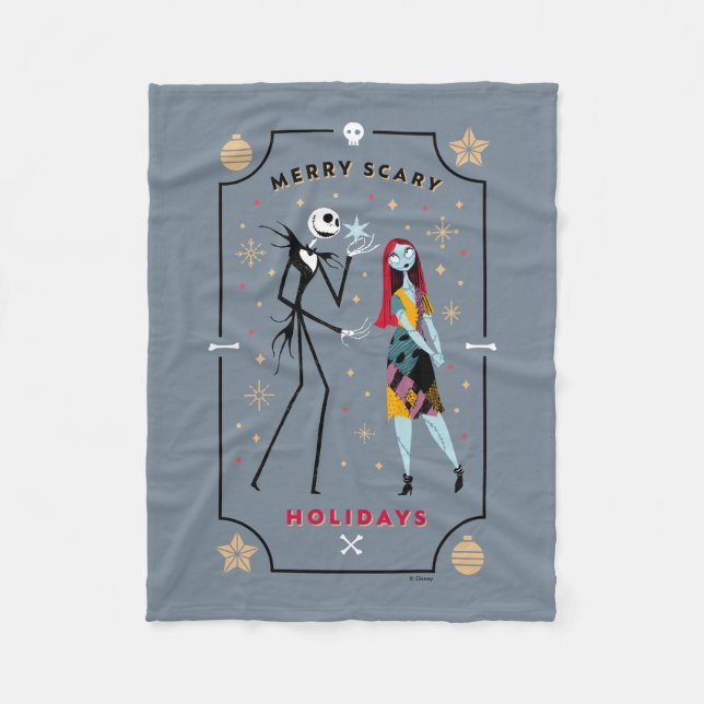 Jack & Sally | Merry Scary Holidays Fleece Blanket (Front)