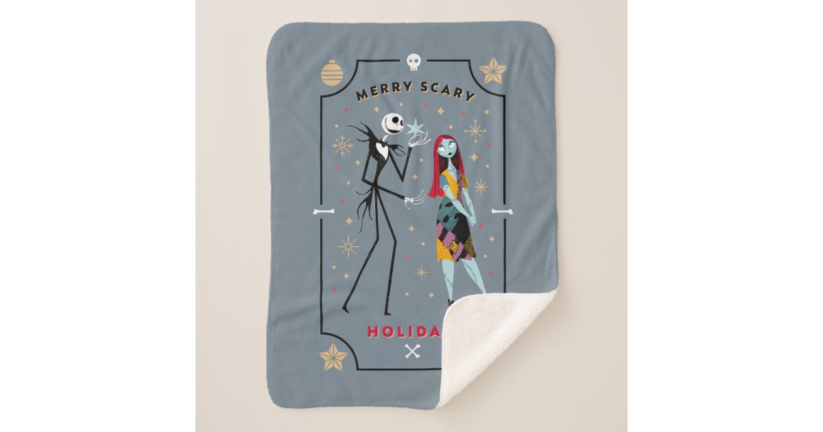 Jack & Sally | Merry Scary Holidays Sherpa Blanket | Zazzle
