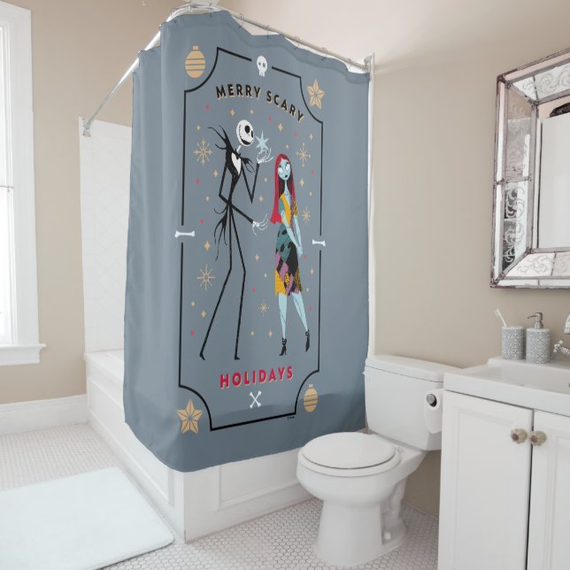 Jack & Sally | Merry Scary Holidays Shower Curtain (In Situ)