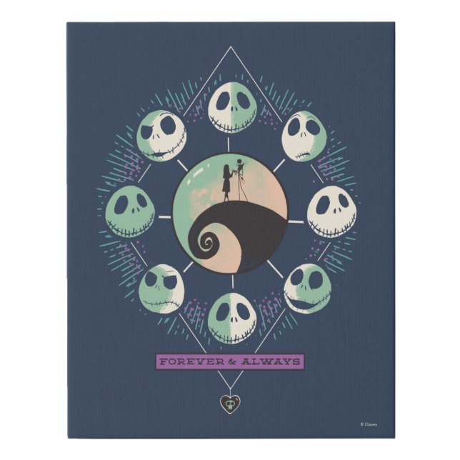 Jack & Sally Moon Phases - Forever & Always Faux Canvas Print (Front)