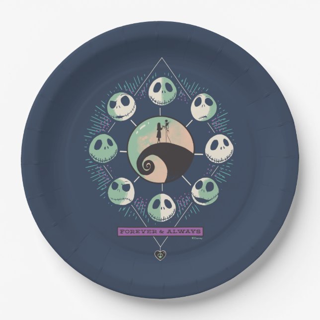 Jack & Sally Moon Phases - Forever & Always Paper Plates (Front)