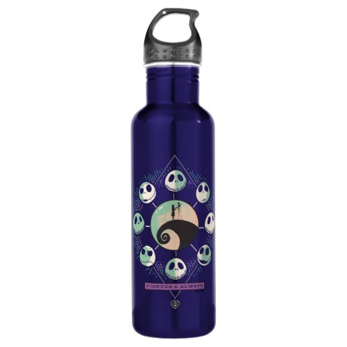 Jack  Sally Moon Phases _ Forever  Always Stainless Steel Water Bottle