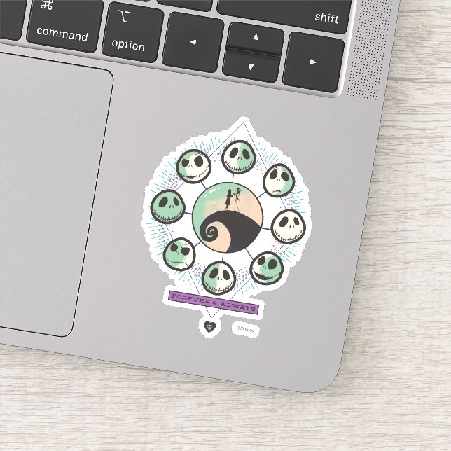 Jack & Sally Moon Phases - Forever & Always Sticker (Detail)