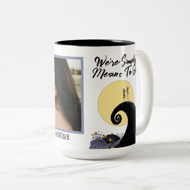Jack & Sally Nightmare Before Christmas Photo Two-Tone Coffee Mug (Front Right)