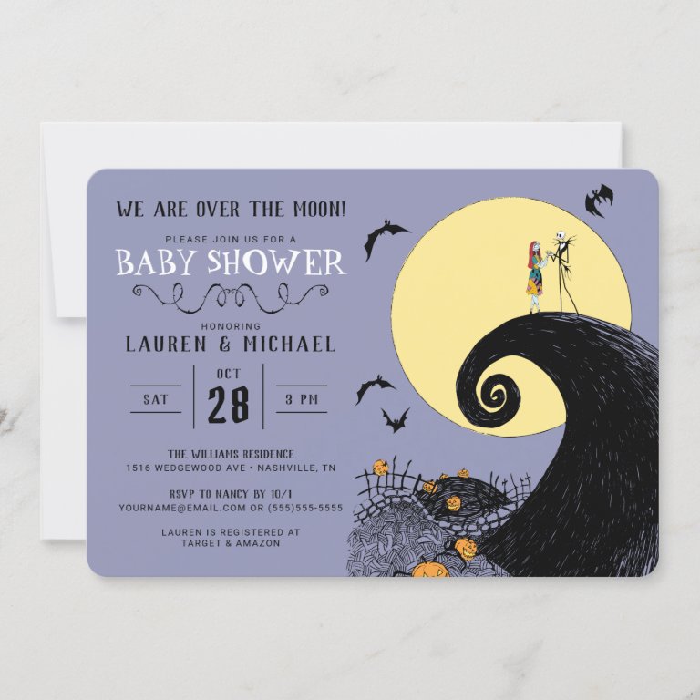 Jack &amp; Sally | Over the Moon Baby Shower                    Invitation