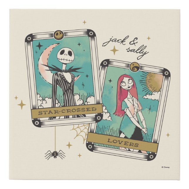 Jack & Sally Star-Crossed Lovers Tarot Cards Faux Canvas Print (Front)
