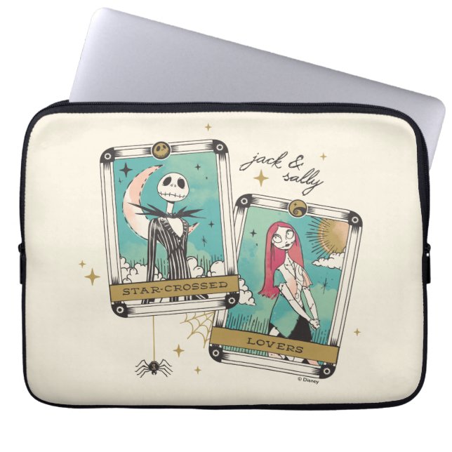 Jack & Sally Star-Crossed Lovers Tarot Cards Laptop Sleeve (Front)