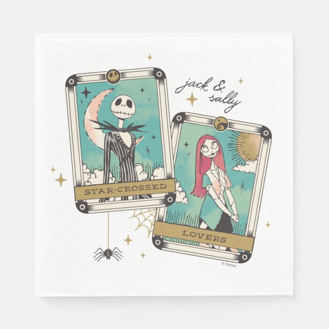 Jack & Sally Star-Crossed Lovers Tarot Cards Napkins (Front)