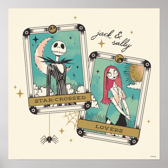 Jack & Sally Star-Crossed Lovers Tarot Cards Poster (Front)