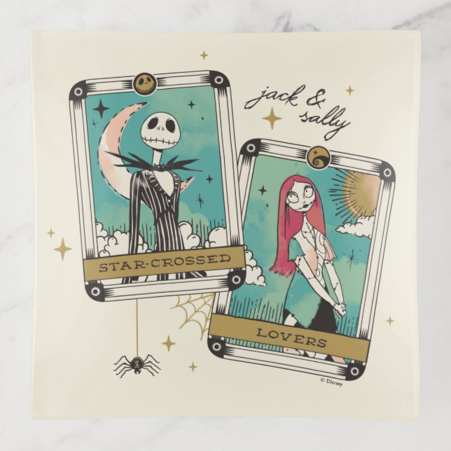 Jack & Sally Star-Crossed Lovers Tarot Cards Trinket Tray (Front)