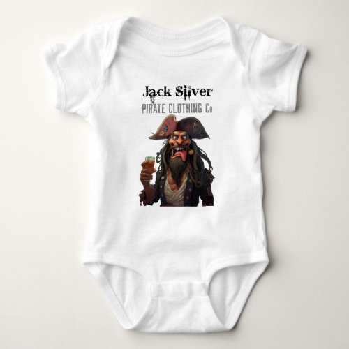 Jack Silver Pirate Clothing Co Graphic Logo Design Baby Bodysuit