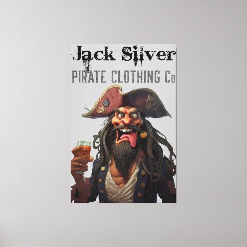 Jack Silver Pirate Clothing Co Graphic logo Design Canvas Print