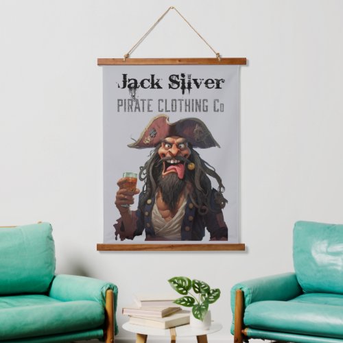 Jack Silver Pirate Clothing Co Graphic logo Design Hanging Tapestry