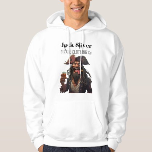 Jack Silver Pirate Clothing Co Graphic Logo Design Hoodie