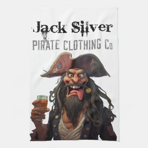 Jack Silver Pirate Clothing Co Graphic Logo Design Kitchen Towel