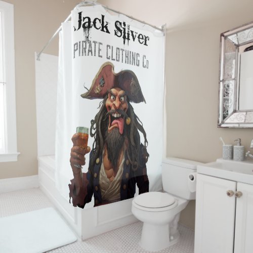 Jack Silver Pirate Clothing Co Graphic Logo Design Shower Curtain