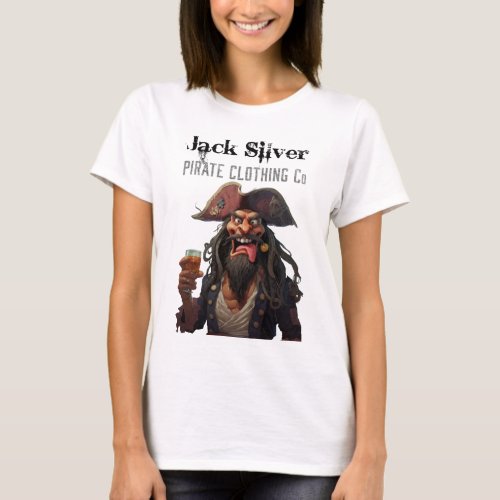 Jack Silver Pirate Clothing Co Graphic Logo Design T_Shirt