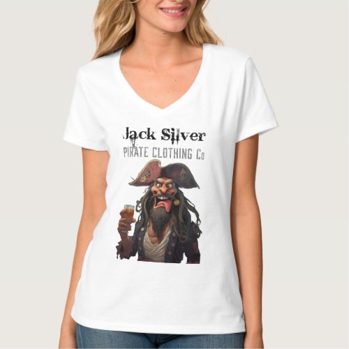 Jack Silver Pirate Clothing Co Graphic Logo Design T_Shirt