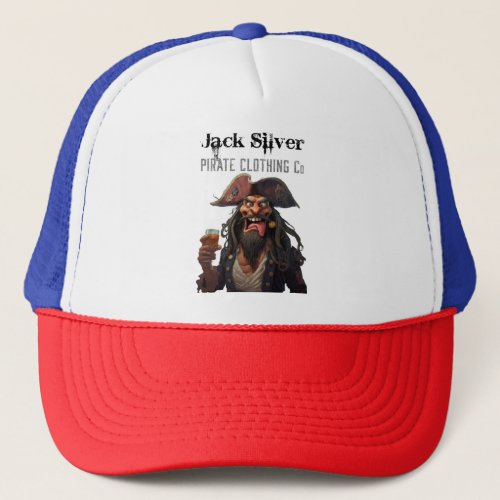 Jack Silver Pirate Clothing Co Graphic Logo Design Trucker Hat