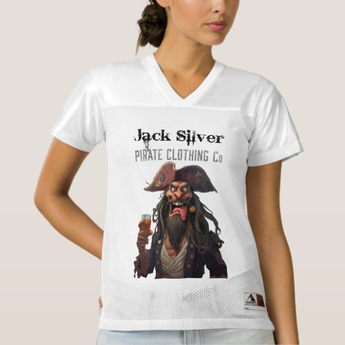Jack Silver Pirate Clothing Co Graphic Logo Design Womens Football Jersey