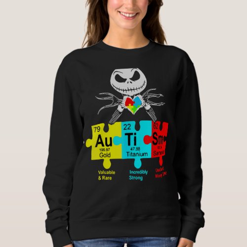 Jack Skeleton Love Heart Puzzle Pieces Autism Peri Sweatshirt