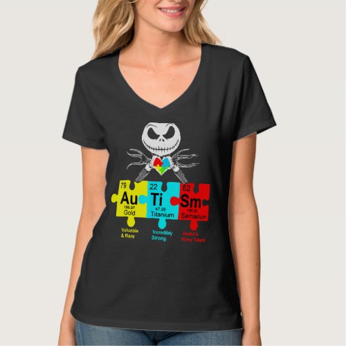 Jack Skeleton Love Heart Puzzle Pieces Autism Peri T_Shirt