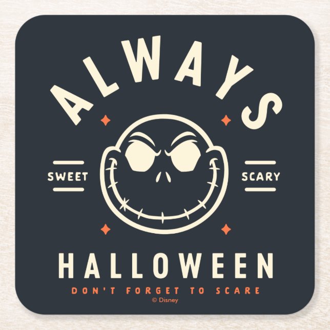 Jack Skellington - Always Halloween Square Paper Coaster (Front)