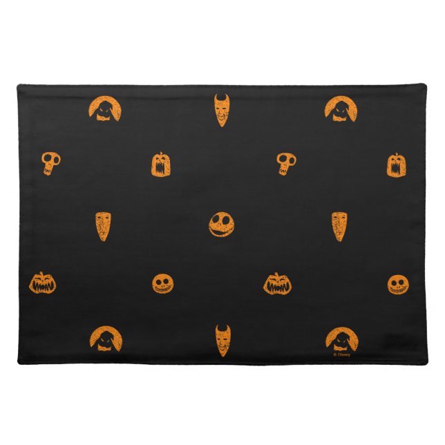 Jack Skellington Black & Orange Polka Dot Pattern Cloth Placemat (Front)