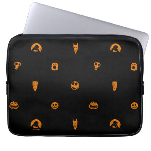 Jack Skellington Black & Orange Polka Dot Pattern Laptop Sleeve
