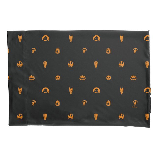 Jack Skellington Black & Orange Polka Dot Pattern Pillow Case (Front)
