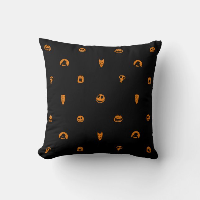 Jack Skellington Black & Orange Polka Dot Pattern Throw Pillow (Front)