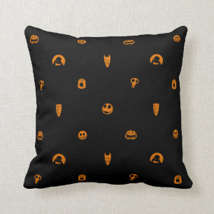 Jack Skellington Black & Orange Polka Dot Pattern Throw Pillow