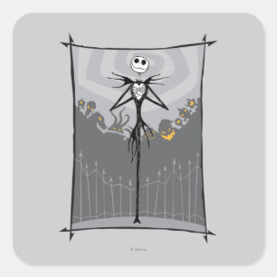 Jack Skellington Cemetery Fence Square Sticker