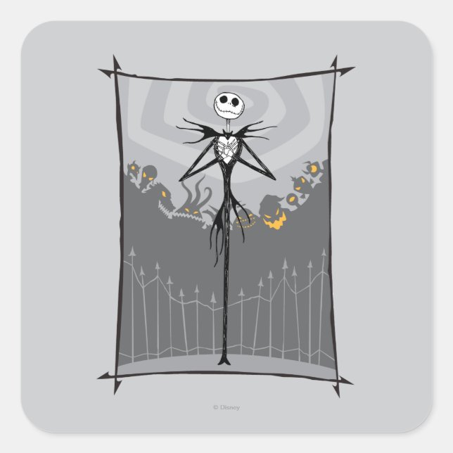 Jack Skellington | Cemetery Fence Square Sticker (Front)