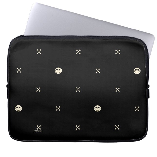 Jack Skellington & Cross Bones Pattern Laptop Sleeve (Front)