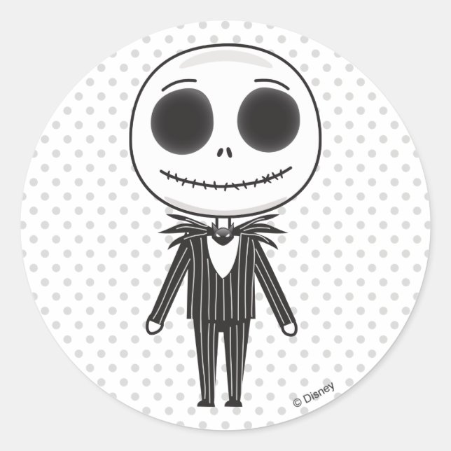 Jack Skellington Emoji Classic Round Sticker (Front)