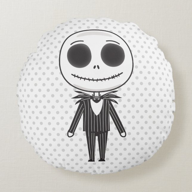Jack Skellington Emoji Round Pillow (Front)