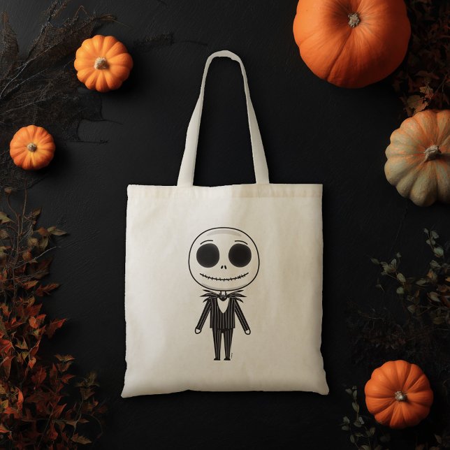 Jack Skellington Emoji Tote Bag (Tote bag on table)
