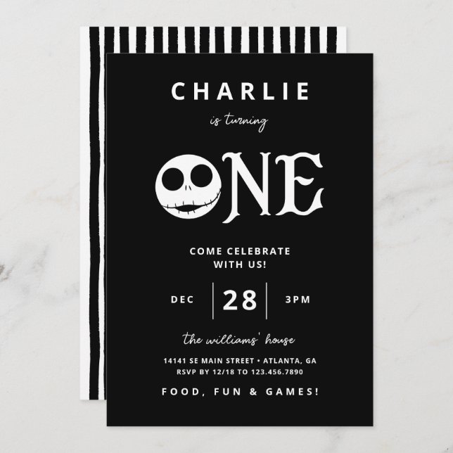 Jack Skellington First Birthday - ONE Invitation (Front/Back)