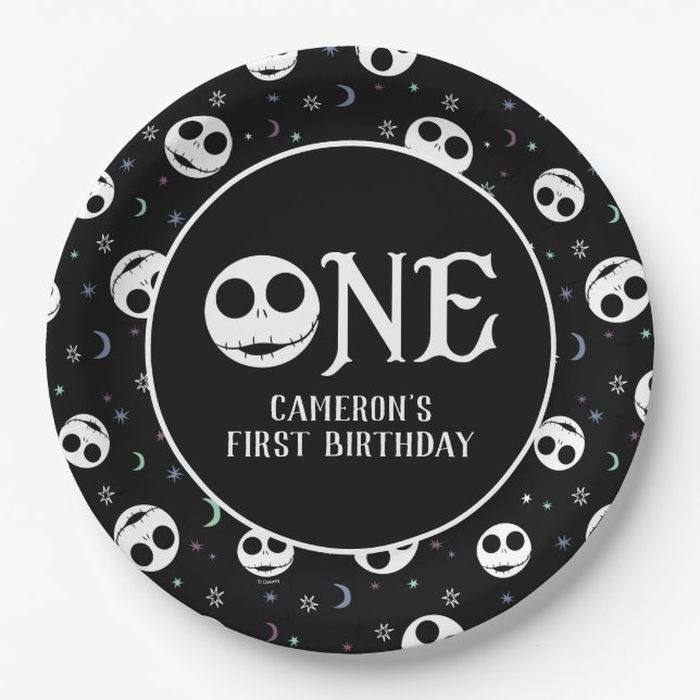 Jack Skellington First Birthday - ONE Paper Plates (Front)