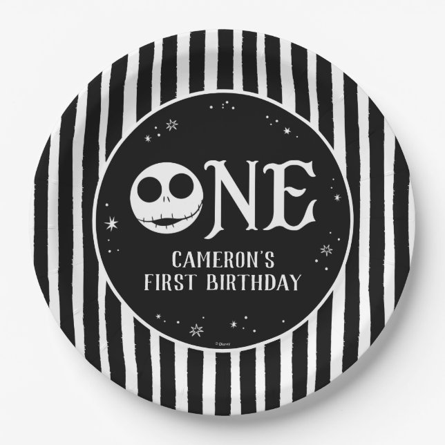 Jack Skellington First Birthday - ONE Paper Plates (Front)
