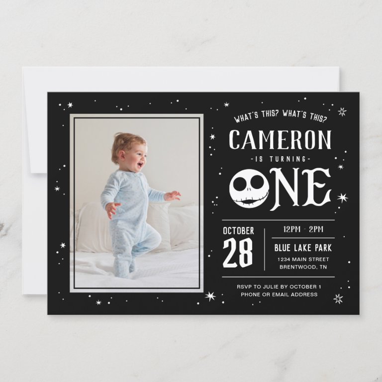 Jack Skellington First Birthday - ONE Photo                    Invitation