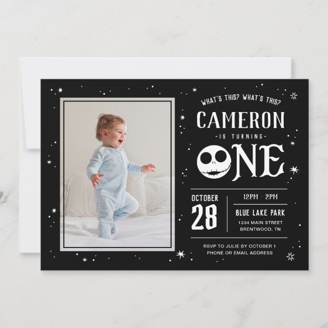 Jack Skellington First Birthday - ONE Photo Invitation (Front)